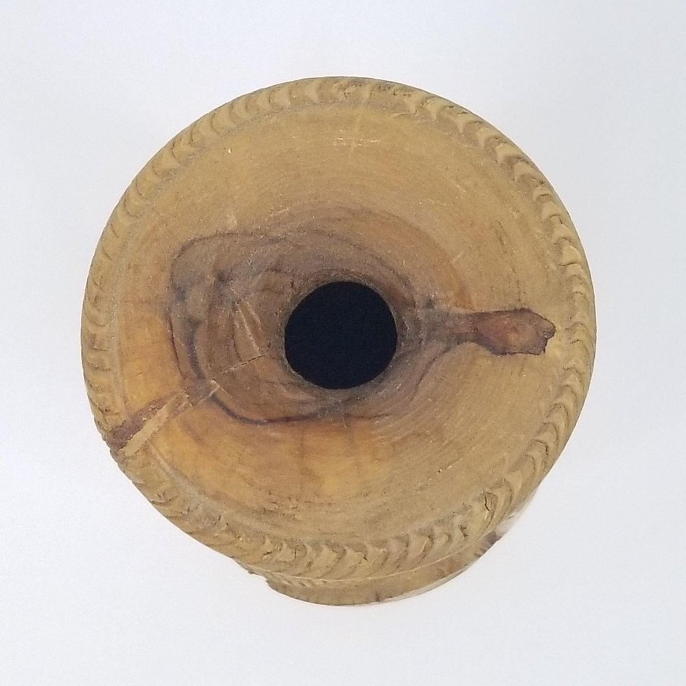 Vintage Hand Carved Wooden Vase Camel Palm Tree 3D - Picture 9 of 11